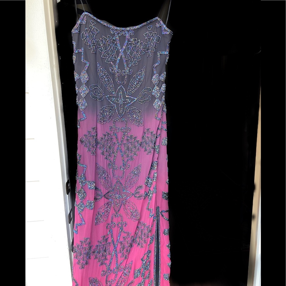 Formal Dress with Thin Straps and a Leg Slit - Picture 2 of 4